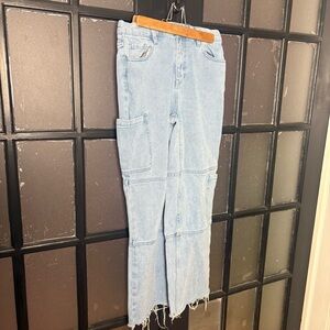 PacSun Baggy Carpenter Jeans Panelled Wide Leg Y2K Light Wash 26
